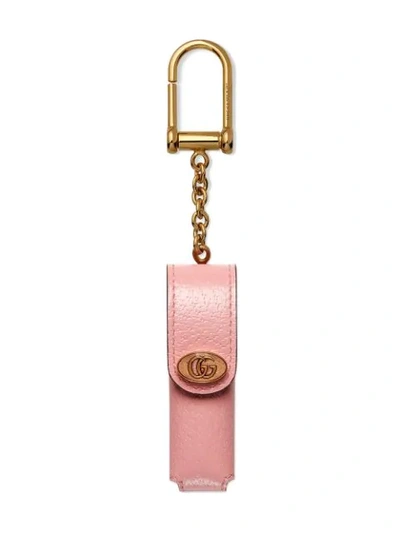 Gucci Women's Leather Single Porte-rouges Keychain In Pink