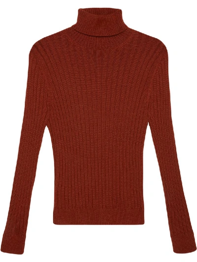 Gucci Ribbed-knit Long-sleeve Jumper In Red
