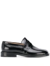 Maison Margiela Tabi Split-toe Glossed-leather Loafers In Black