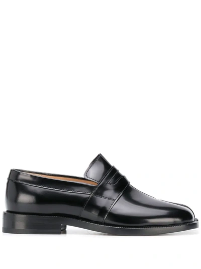 Maison Margiela 20mm Tabi Brushed Leather Loafers In Black