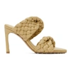 Bottega Veneta Yellow Intrecciato Curve Heeled Sandals In 9483 Tapioc
