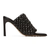 BOTTEGA VENETA BLACK INTRECCIATO CURVE HEELED SANDALS