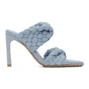 Bottega Veneta Blue Intrecciato Curve Heeled Sandals In 4759 Ice