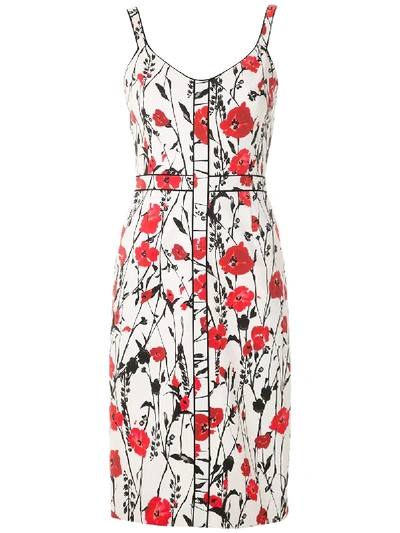 Reinaldo Lourenço Floral Print Fitted Dress In White