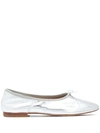 Mansur Gavriel Dream Ballerina Almond-toe Leather Ballet Flats In Silver