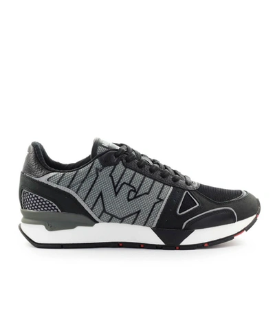 Emporio Armani Black Nubuk Mesh Trainer