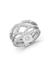 ALOR 18K WHITE GOLD STAINLESS STEEL & 0.25 TCW DIAMOND RING,0400012765848