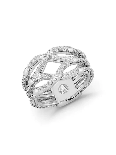 Alor 18k White Gold Stainless Steel & 0.25 Tcw Diamond Ring