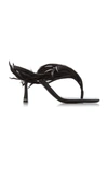 ALEXANDER WANG IVY FEATHER-EMBELLISHED LEATHER THONG SANDALS,803519