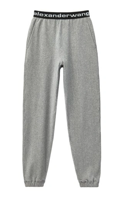 Alexander Wang Logo Elastic Jogger In Stretch Corduroy In Heather Grey