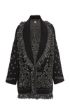 ALANUI FAST WASH BELTED FRINGED JACQUARD WOOL-BLEND CARDIGAN,812817