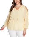 1.state 1. State Ruffle Cold-shoulder Georgette Top In Lemon Meringue