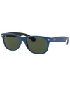 Ray Ban Ray-ban New Wayfarer Sunglasses, Rb2132 55 In Top Rubber Blue On Shiny Black/green