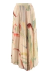 Etro Foliage Print Plisse Skirt In Multicolor