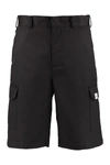Msgm Cotton Bkend Multi-pocket Bermuda Shorts In Black