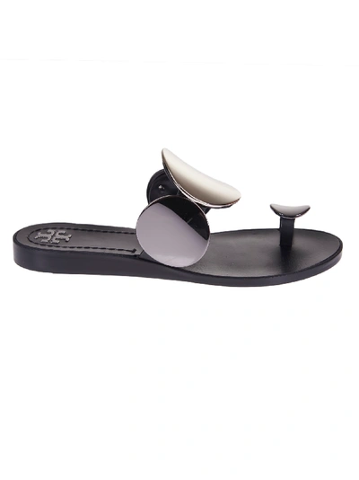 Tory Burch Slides & Thong In Argento