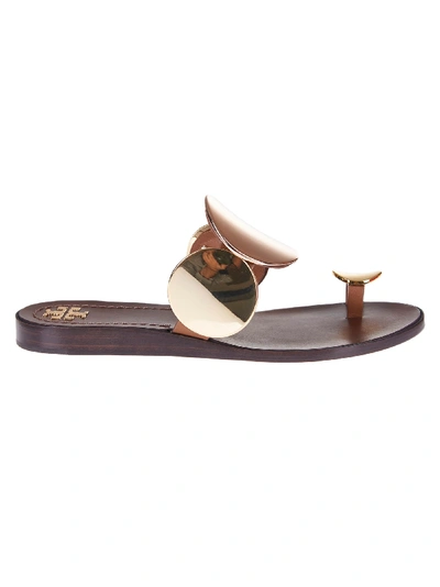 Tory Burch Slides & Thong In Marrone