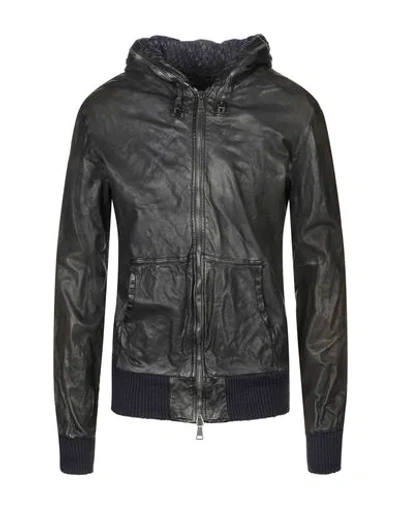 Giorgio Brato Leather Jacket In Steel Grey
