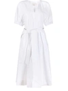 3.1 Phillip Lim Utility Belted Dress With Gathered Sleeves In White