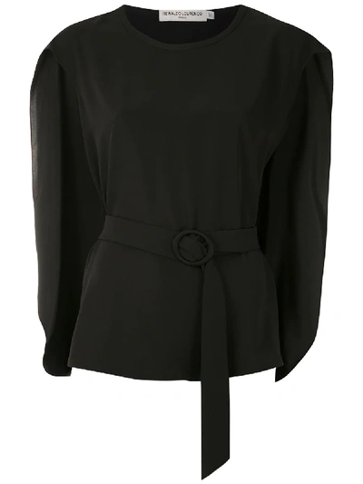 Reinaldo Lourenço Cape-style Belted Blouse In Black