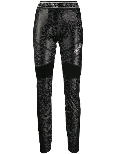 Fila Geometric Panelled Sports Leggings In Black