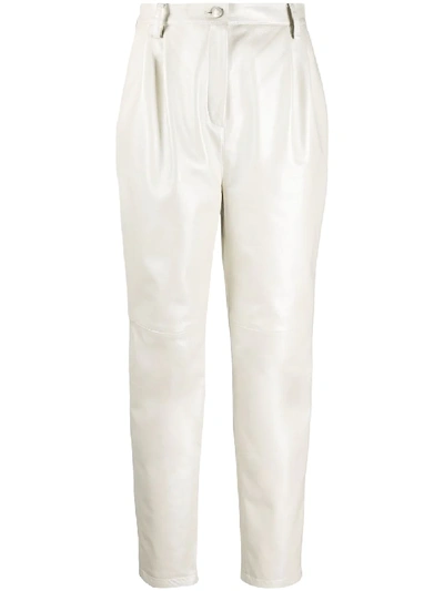 Magda Butrym Leather Tapered Trousers In White