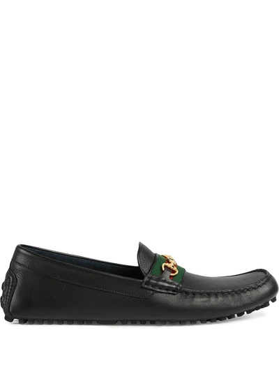 Gucci Web Detail Loafers In Black