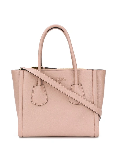 Prada Small Double Tote Bag In Rosa