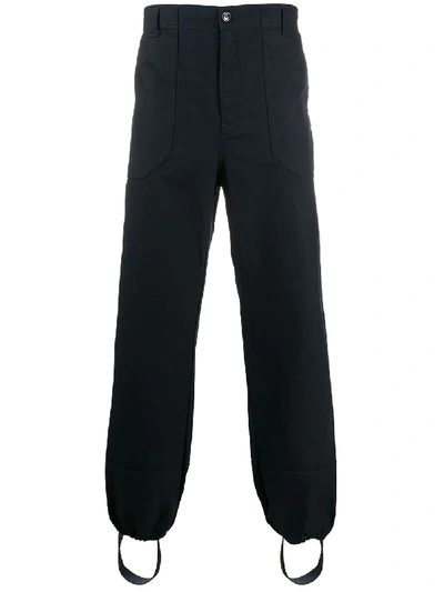 Gucci Logo-patch Straight-leg Trousers In Blue