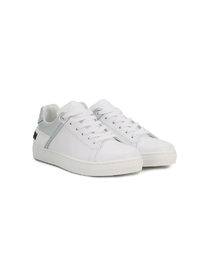 Balmain Kids' White Leather Low-top Trainers In Bianco