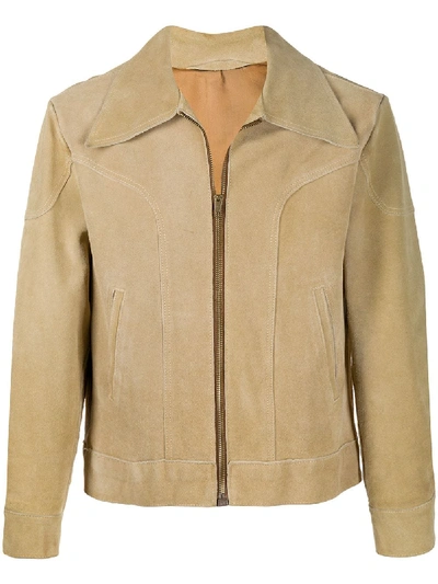 Pre-owned A.n.g.e.l.o. Vintage Cult 1970s Suede Trucker Jacket In Neutrals