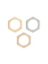 BURBERRY SET OF 3 GOLD-PLATED RINGS