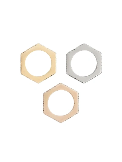 Burberry Crystal-embellished Nut Rings (set Of 3) In Gold