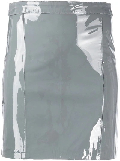 Manokhi Short Patent-leather Skirt In Grey