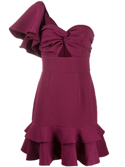 Keepsake The Label Asymmetric Fluted Hem Dress In Purple