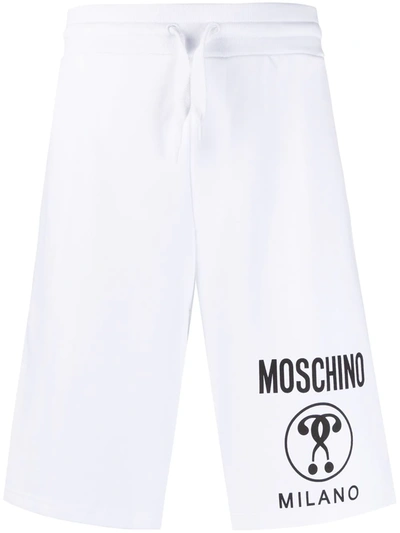 Moschino Logo-print Organic-cotton Track Shorts In White