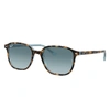 Ray Ban Leonard Sunglasses Tortoise Frame Grey Lenses 53-18 In Havana On Light Blue