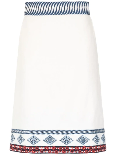 Isolda Embroidered Amelie Skirt In White