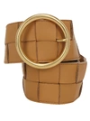 Bottega Veneta Maxi Intreccio Leather Belt In Caramello