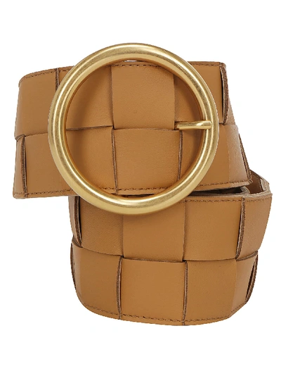 Bottega Veneta Maxi Intreccio Leather Belt In Caramello