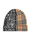 BURBERRY LEOPARD CHECK PATTERN BEANIE HAT