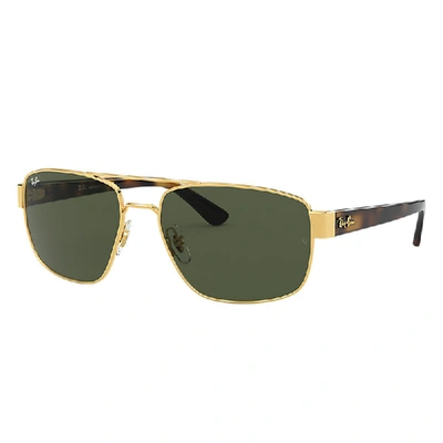 RAY BAN SUNGLASSES MAN RB3663 - GOLD FRAME GREEN LENSES 60-17
