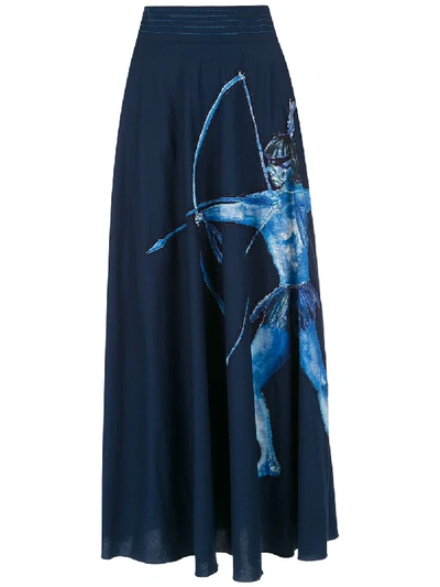 Isolda Midi Arara Azul Skirt In Blue