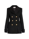 Alexander Mcqueen Double Breasted Wool & Cashmere Peacoat In Black