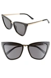 Quay Reina 51mm Gradient Cat Eye Sunglasses In Black / Smoke