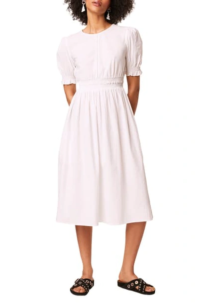 French Connection Yri Cotton Seersucker Midi Dress In Linen White