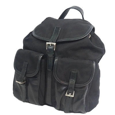 Pre-owned Prada Black Tessuto Nylon Drawstring Backpack