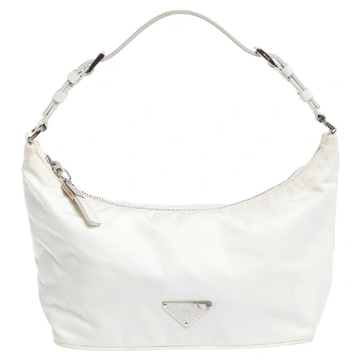 Pre-owned Prada White Nylon Pochette Bag