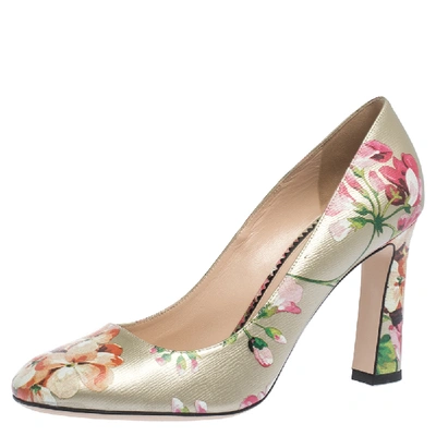 Pre-owned Gucci Multicolor Floral Printed Leather Gg Supreme Blooms Pumps Size 41