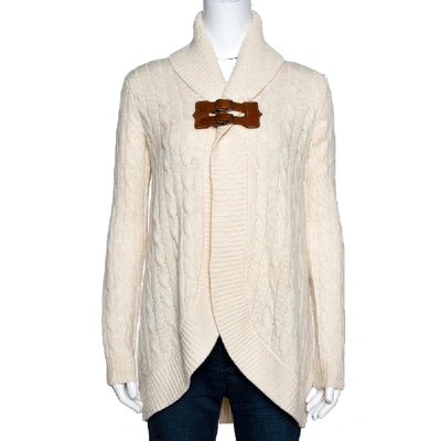 Pre-owned Ralph Lauren Cream Cashmere & Wool Shawl Collar Cardigan Xs